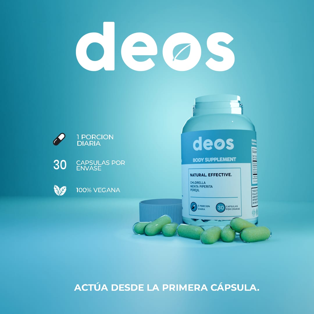 3 Frascos DEOS desodorante natural 30 cápsulas