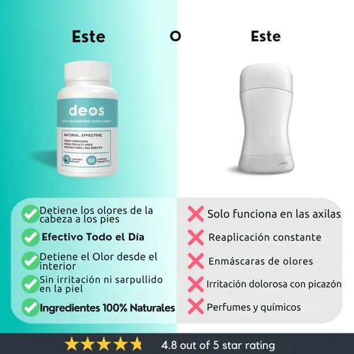 3 Frascos DEOS desodorante natural 30 cápsulas