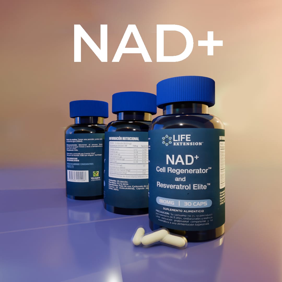 2 Frascos NAD+ Regenerador Celular y Resveratrol PREMIUM 30 cápsulas