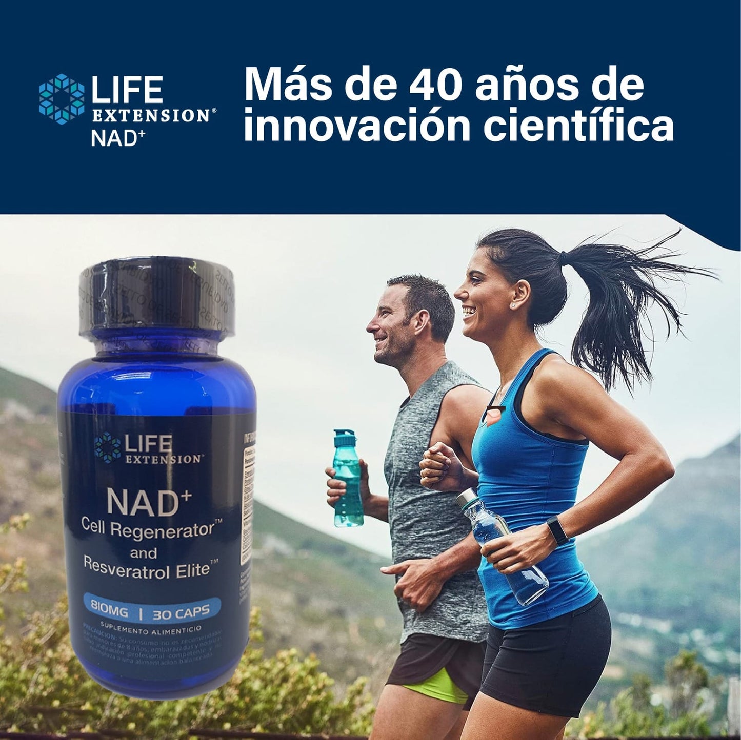 2 Frascos NAD+ Regenerador Celular y Resveratrol PREMIUM 30 cápsulas