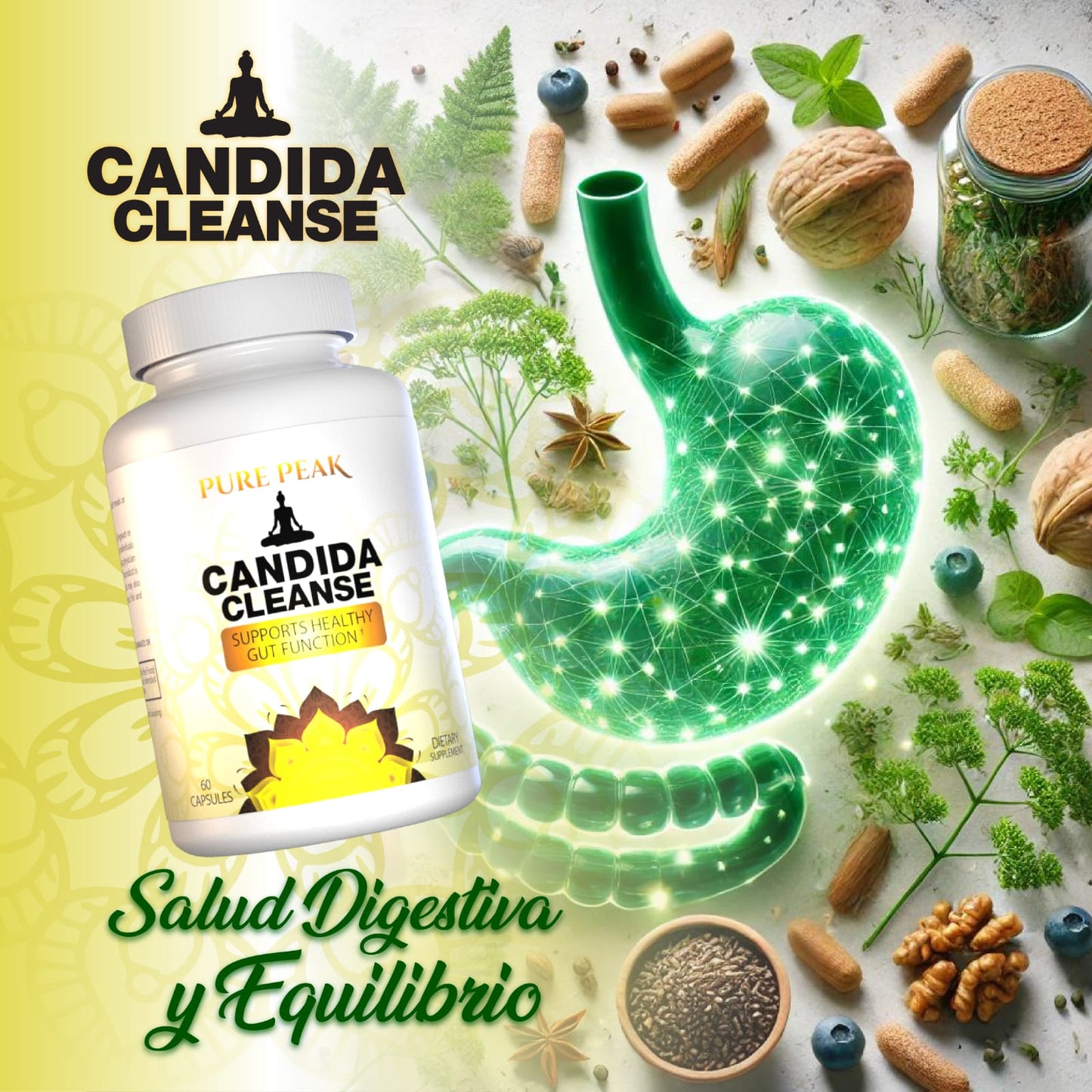 3 Frascos Candida Cleanse 60 cápsulas