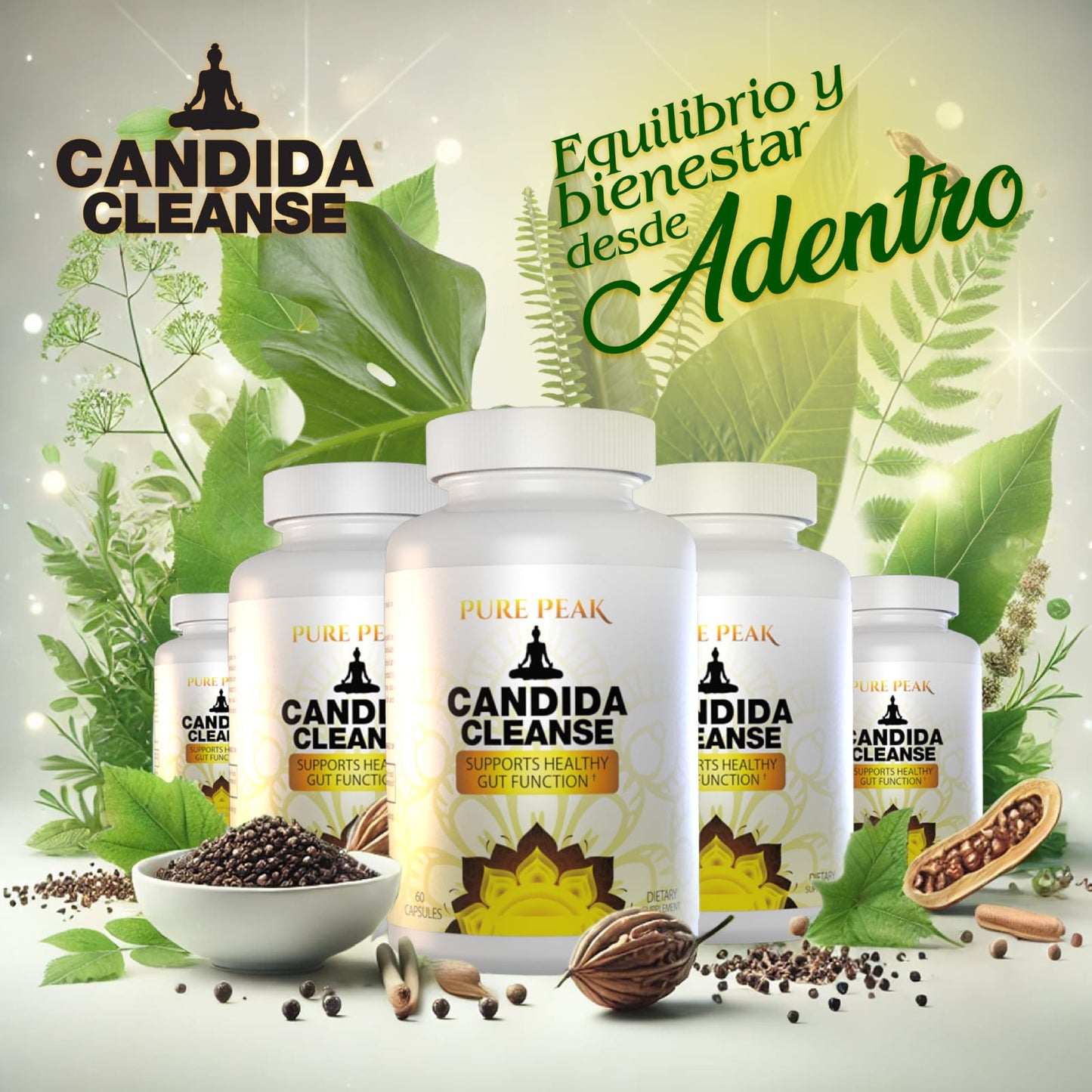 3 Frascos Candida Cleanse 60 cápsulas