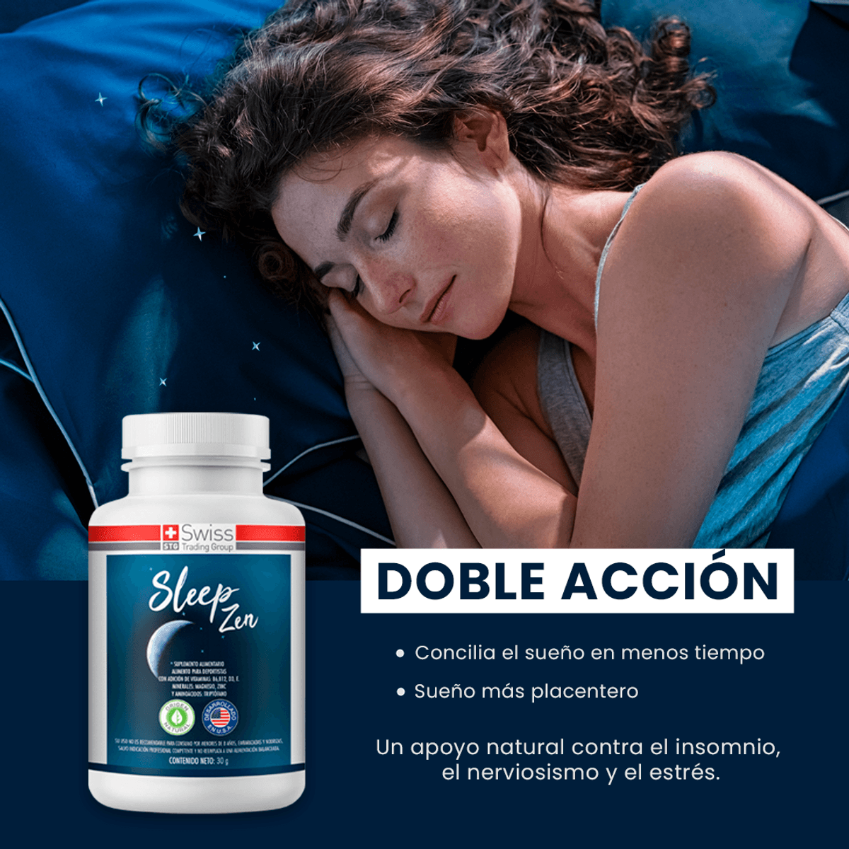 2 frascos Sleep Zen| Insomnio (60 cápsulas)